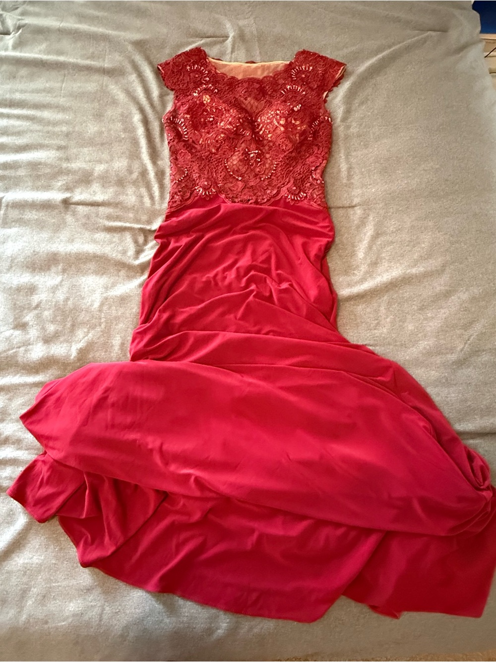 Camille La Vie Red Lace Bodice Maxi Dress